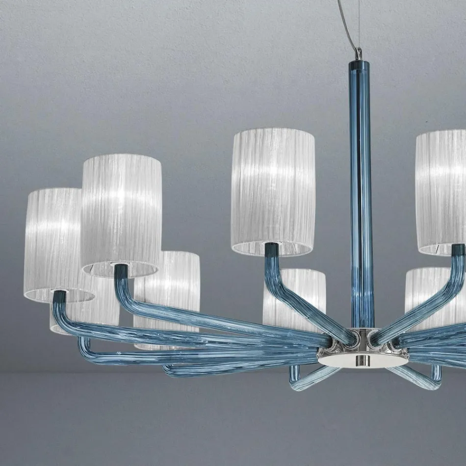 Ljuskrona i Venedig glas och metall Handgjord i Italien - Graham Viadurini