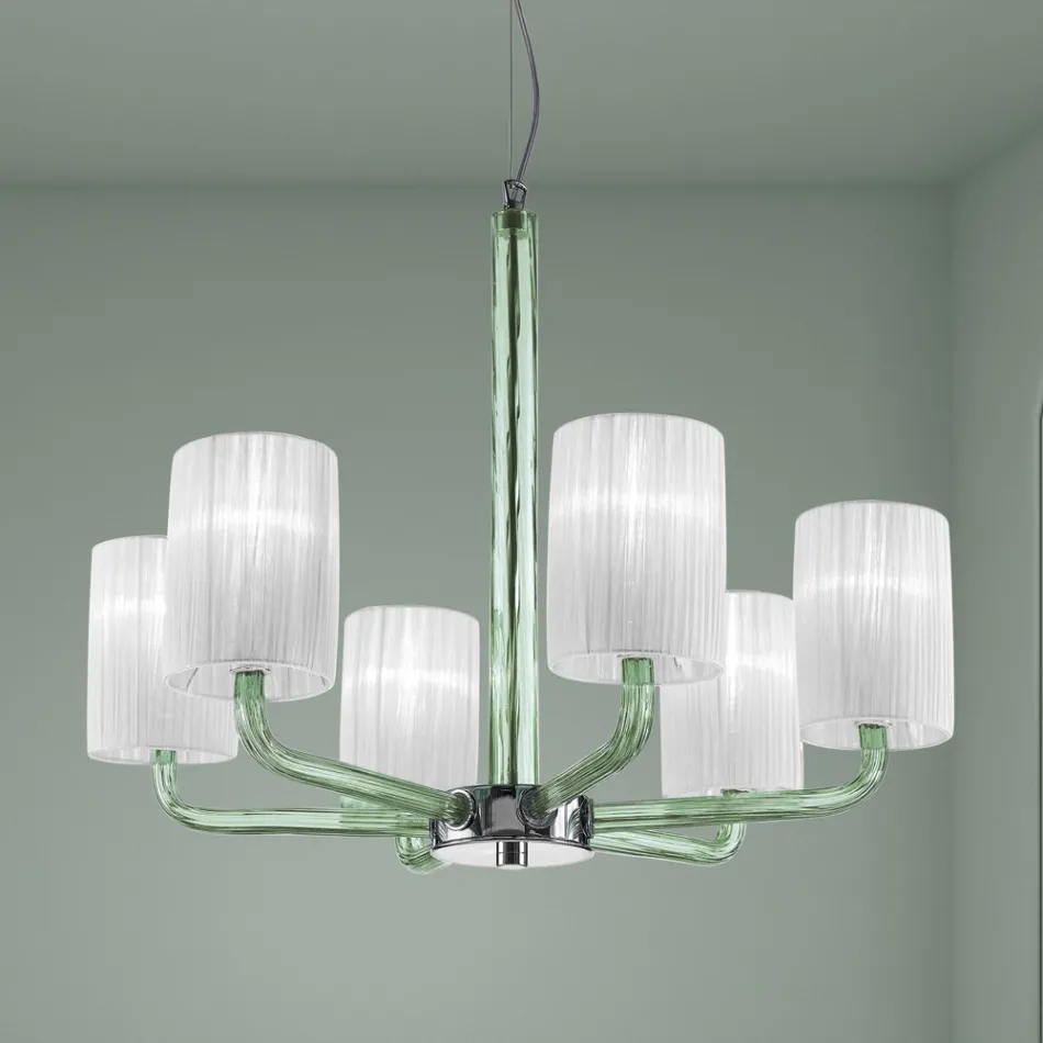 Ljuskrona i Venedig glas och metall Handgjord i Italien - Graham Viadurini