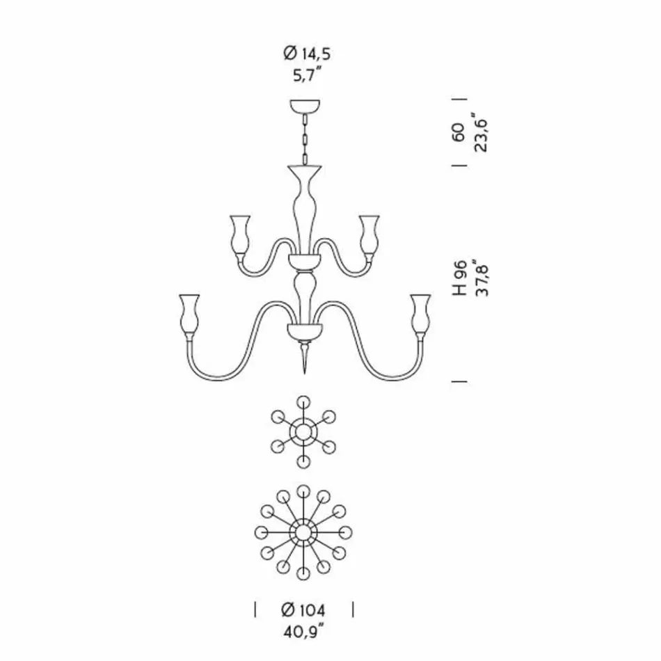 Handgjord ljuskrona i Venedig med 18 lampor tillverkad i Italien - Vittoria Viadurini