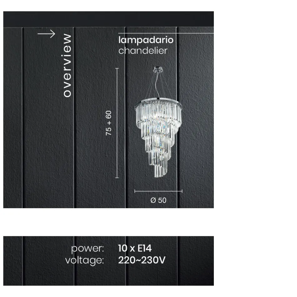 Klassisk lyxkrona i förkromad metall och slipad kristall - Lambert Viadurini