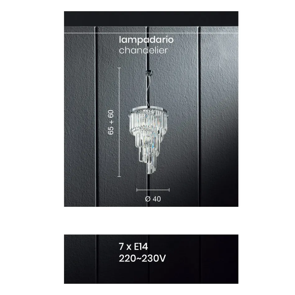 Klassisk lyxkrona i förkromad metall och slipad kristall - Lambert Viadurini