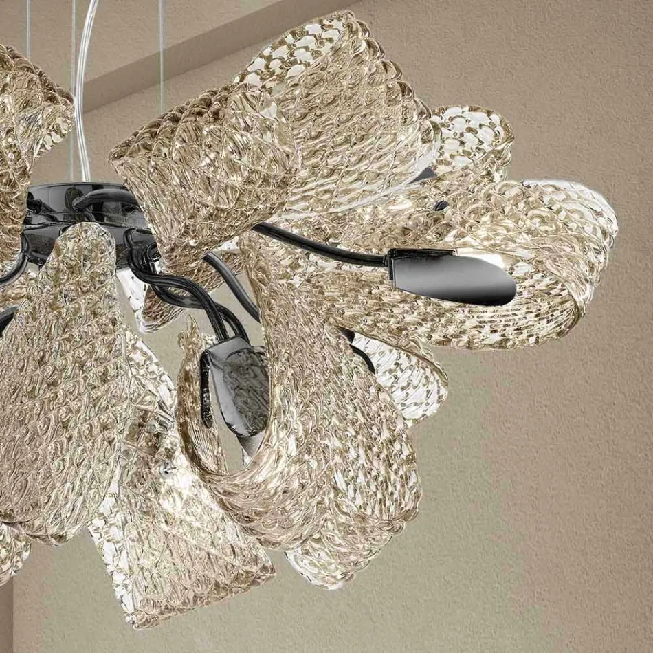 Modern ljuskrona med 12 lampor i Venedigglas, tillverkad i Italien - Diamonique Viadurini