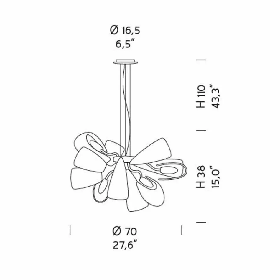 Modern ljuskrona med 12 lampor i Venedigglas, tillverkad i Italien - Diamonique Viadurini