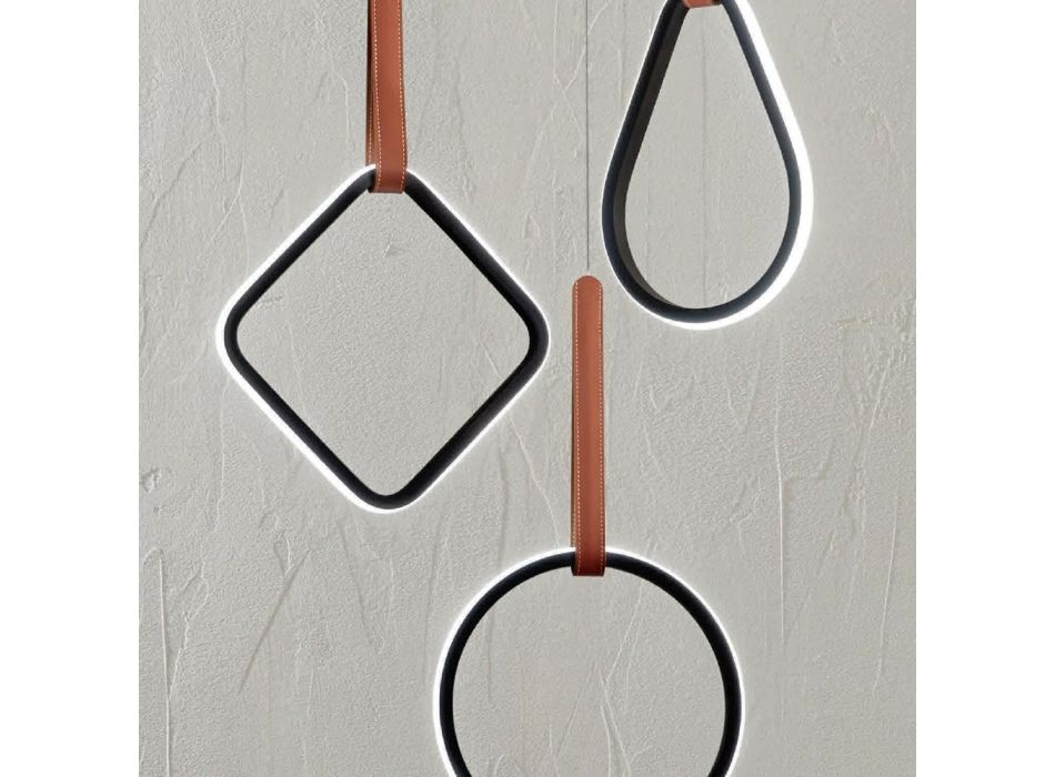 Modern ljuskrona med geometriska former i metall och konstläder - Cypress Viadurini