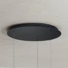 Modern ljuskrona med geometriska former i metall och konstläder - Cypress Viadurini