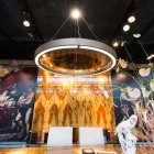 Modern ljuskrona av stål och glas med träinsats tillverkad i Italien - Seoul Viadurini