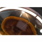 Modern ljuskrona av stål och glas med träinsats tillverkad i Italien - Seoul Viadurini