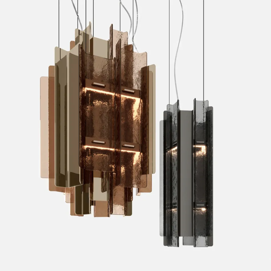 Velis - Elegant designad modern ljuskrona i smält glas tillverkad i Italien Viadurini
