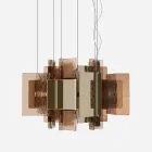 Velis - Elegant designad modern ljuskrona i smält glas tillverkad i Italien Viadurini