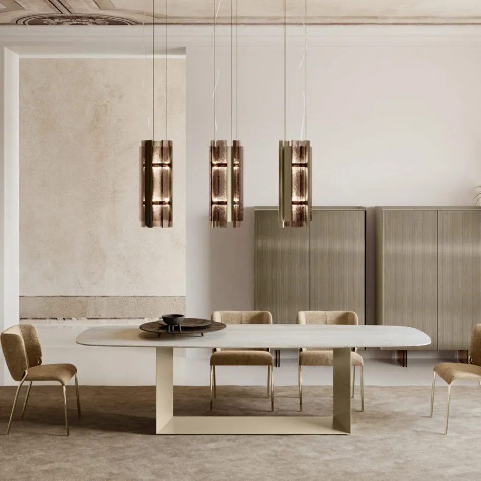 Velis - Elegant designad modern ljuskrona i smält glas tillverkad i Italien Viadurini