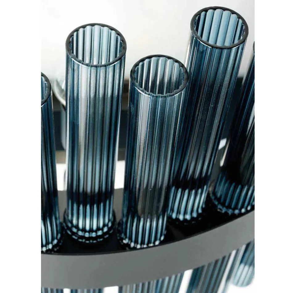 Modern blåst glas och metall ljuskrona italienskt hantverk - Maesta Viadurini