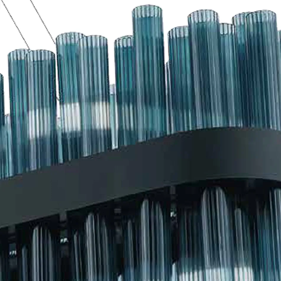 Modern blåst glas och metall ljuskrona italienskt hantverk - Maesta Viadurini