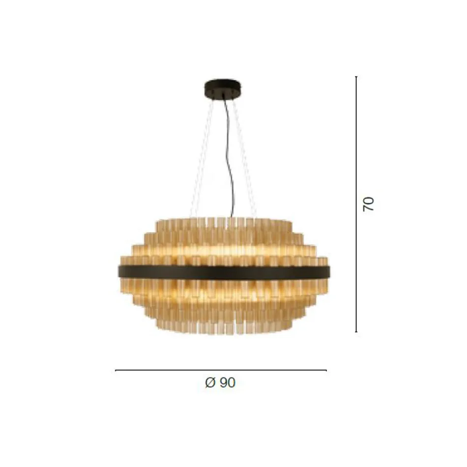 Modern blåst glas och metall ljuskrona italienskt hantverk - Maesta Viadurini