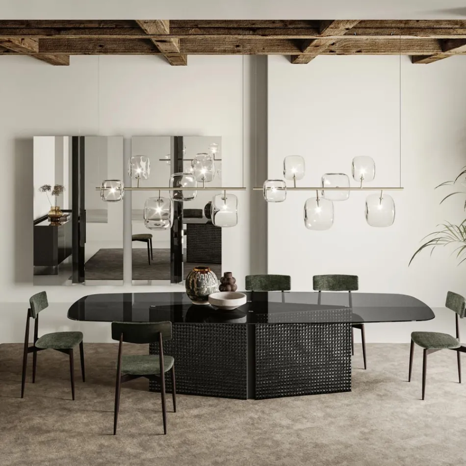 Horisontell ljuskrona i metall och transparent Pyrex-glas - Iperspazio Viadurini