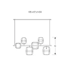 Horisontell ljuskrona i metall och transparent Pyrex-glas - Iperspazio Viadurini