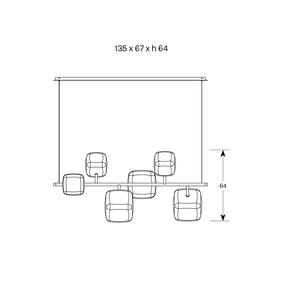 Horisontell ljuskrona i metall och transparent Pyrex-glas - Iperspazio Viadurini