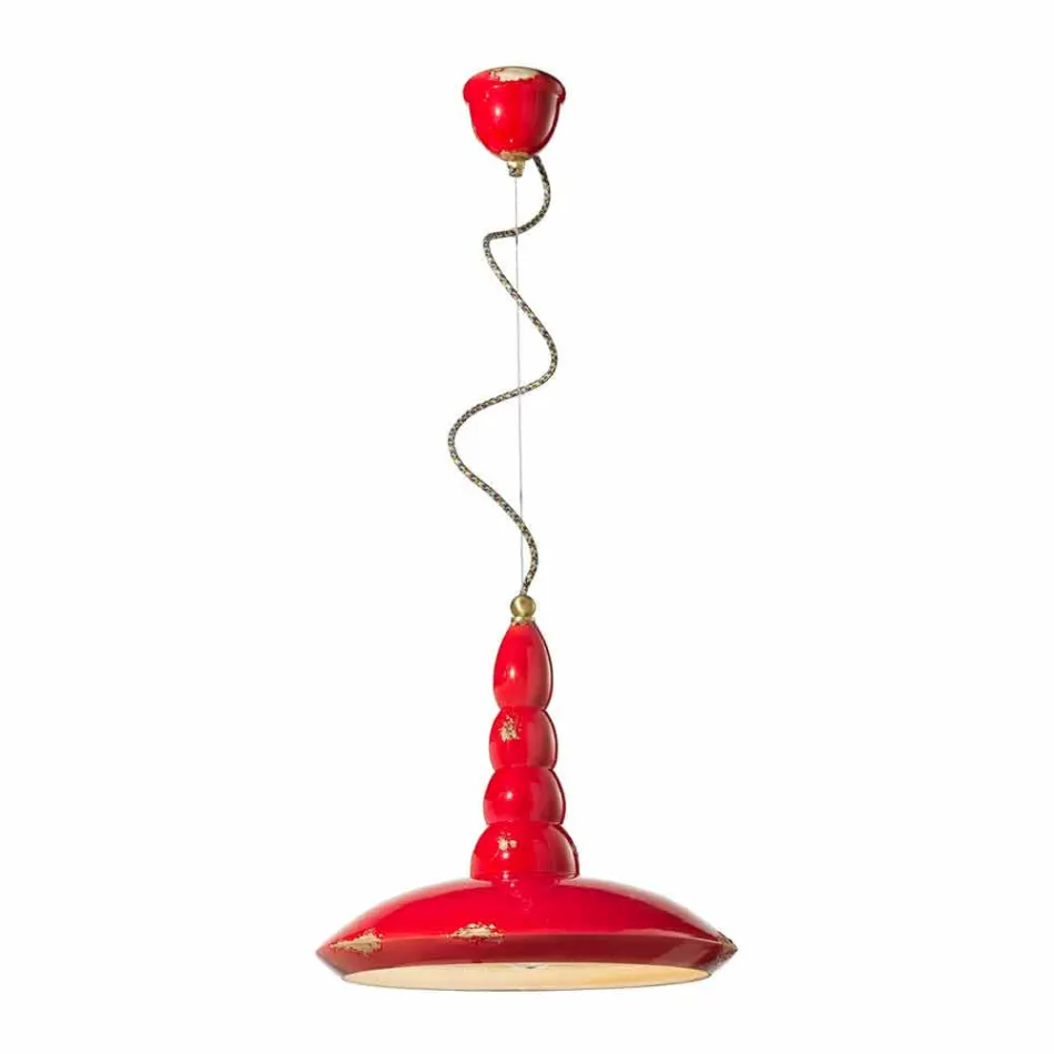 retro ljuskrona utformad keramisk suspension Ferroluce Viadurini