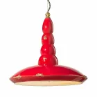 retro ljuskrona utformad keramisk suspension Ferroluce Viadurini