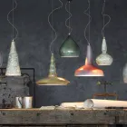 retro ljuskrona utformad keramisk suspension Ferroluce Viadurini