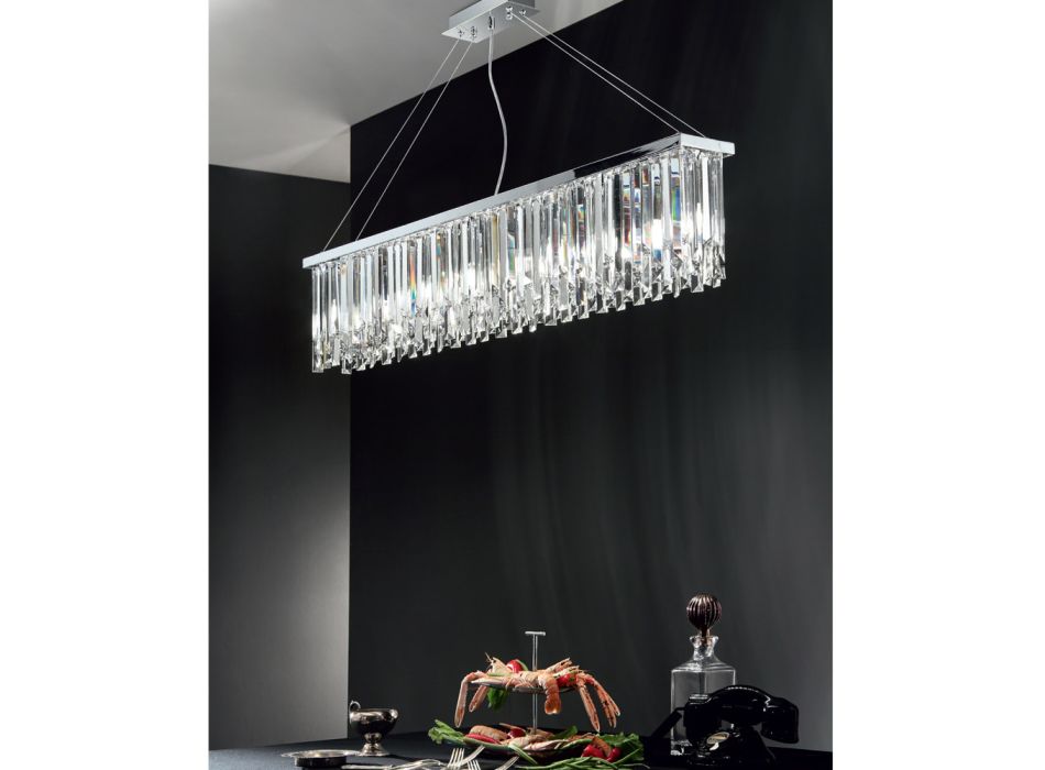 Klassisk lyxig hängande ljuskrona i metall och skärkristall - Zolando Viadurini