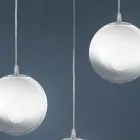 Isotta linjär barkrona med fyra ljuskällor i vitt glas, tillverkad i Italien Viadurini