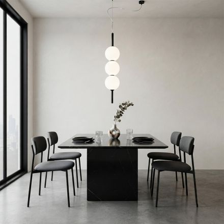 Lumira - Vertikal ljuskrona med tre ljuskällor i glas, tillverkad i Italien Viadurini
