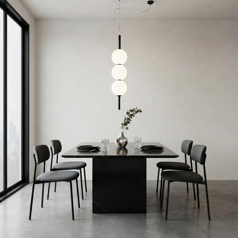 Lumira - Vertikal ljuskrona med tre ljuskällor i glas, tillverkad i Italien Viadurini