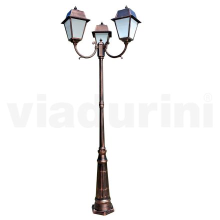 Lyktstolpe 3 Lights Vintage Style i aluminium och glas Tillverkad i Italien - Doroty Viadurini