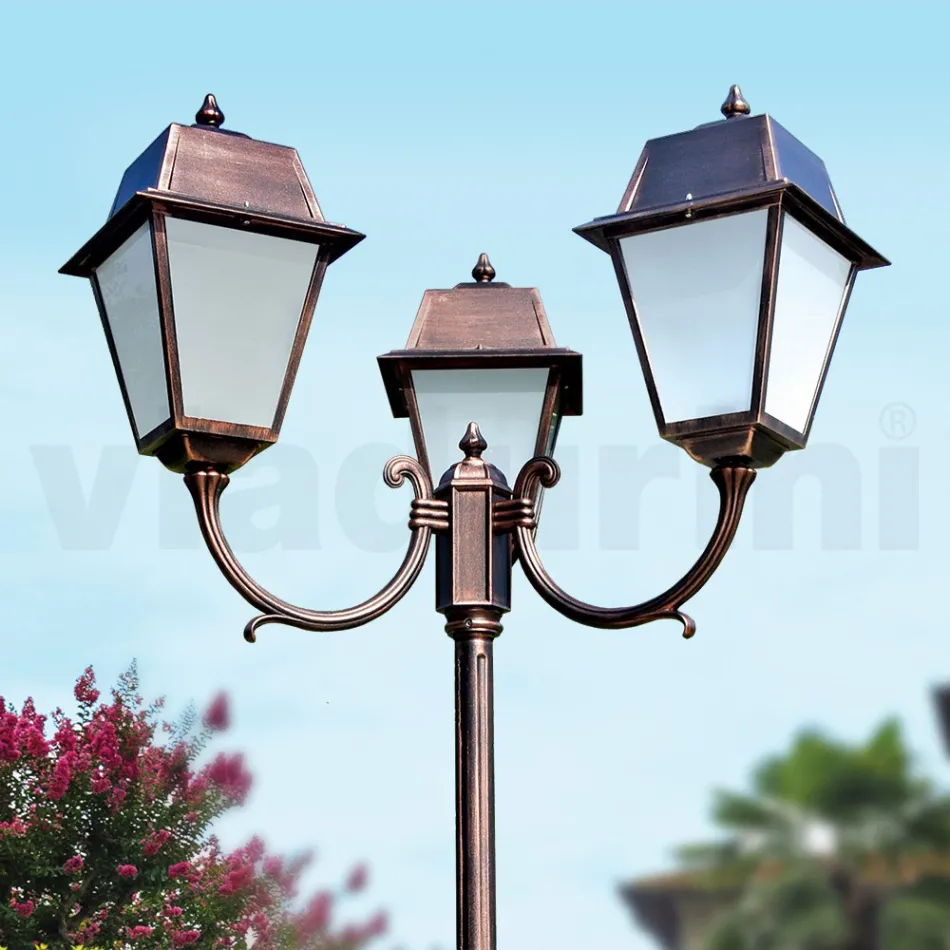 Lyktstolpe 3 Lights Vintage Style i aluminium och glas Tillverkad i Italien - Doroty Viadurini