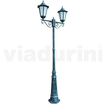 Lyktstolpe 2 lampor i aluminium och glas Made in Italy Vintage - Janira Viadurini