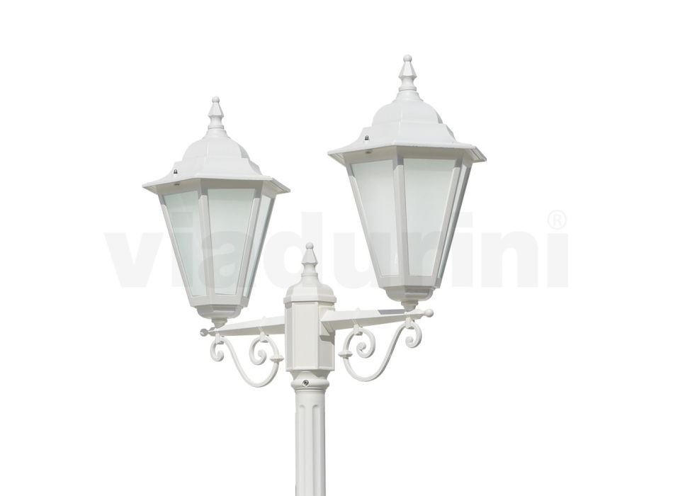 Vintage 2-Lights Lampa i Vit Aluminium Tillverkad i Italien - Terella Viadurini