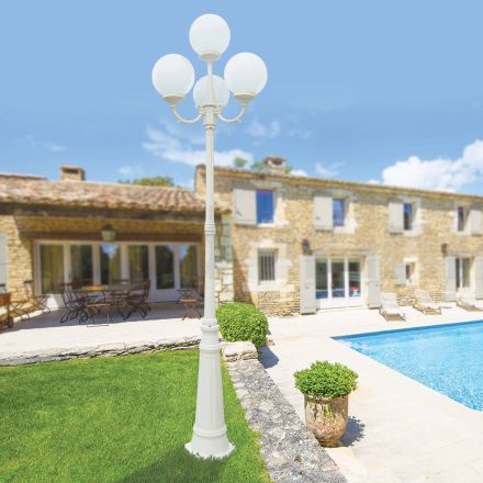 270 cm hög gatlykta i vit akryl och aluminium tillverkad i Italien - Trovabianco Viadurini