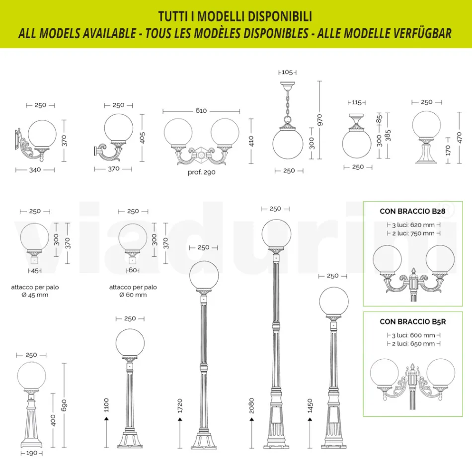 47 cm hög gatlykta i vit akryl och aluminium tillverkad i Italien - Trovabianco Viadurini