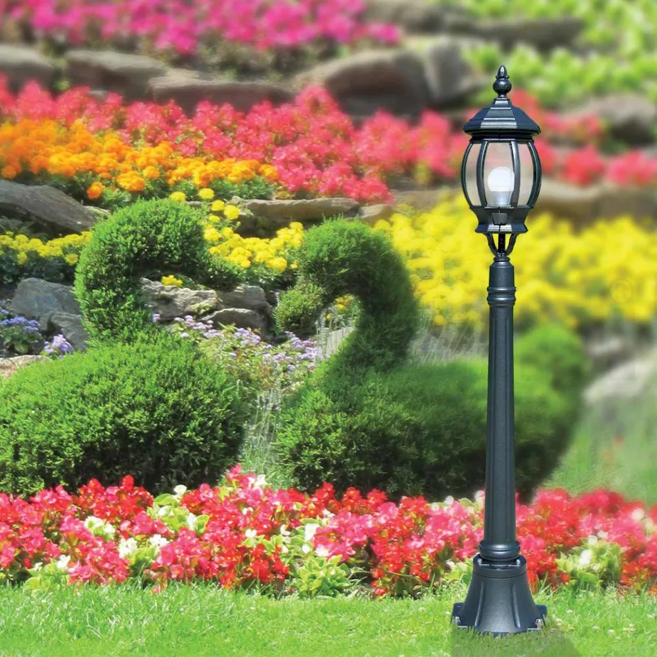 Låg utomhuslampa i antracitaluminium Tillverkad i Italien - Impero Viadurini