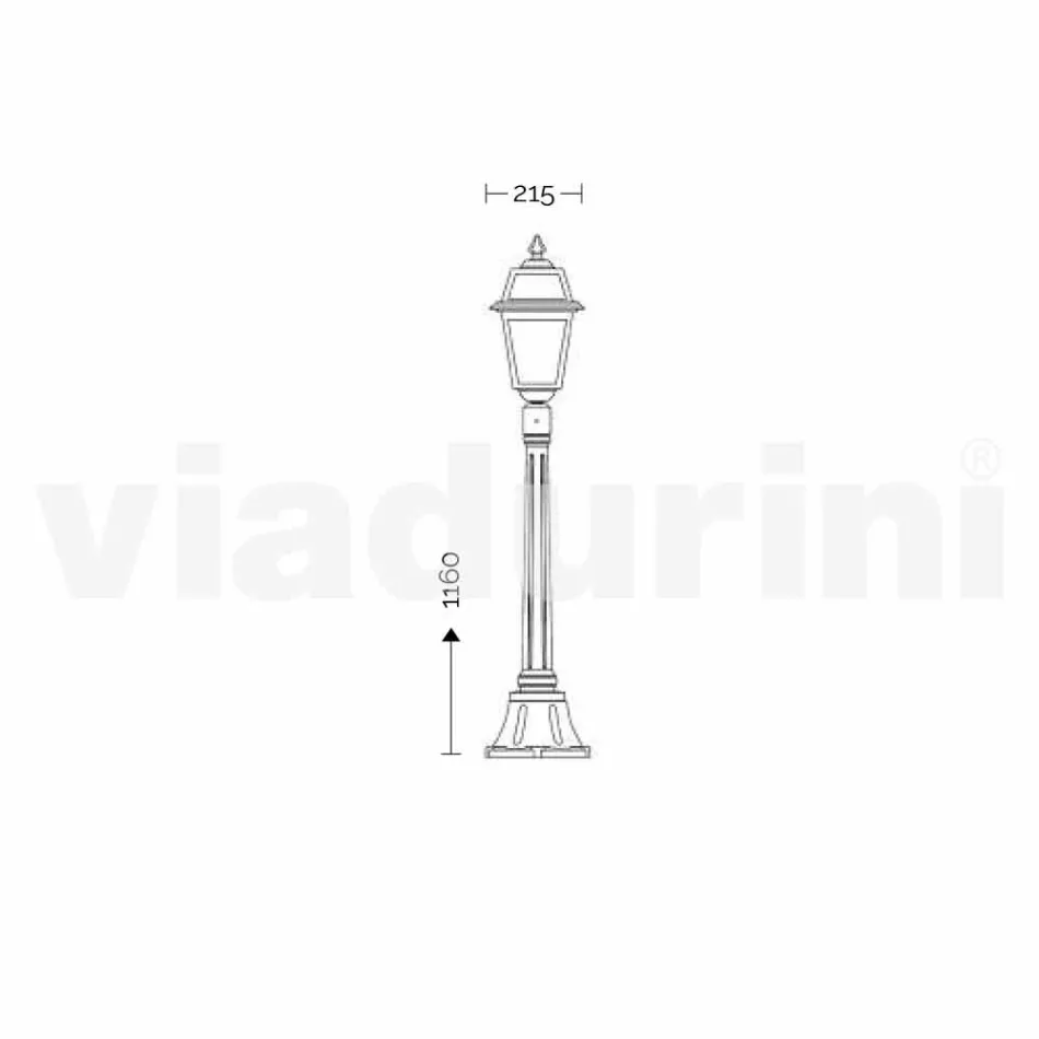 Lågt strålkastare för utomhus i aluminium producerat i Italien, Kristel Viadurini