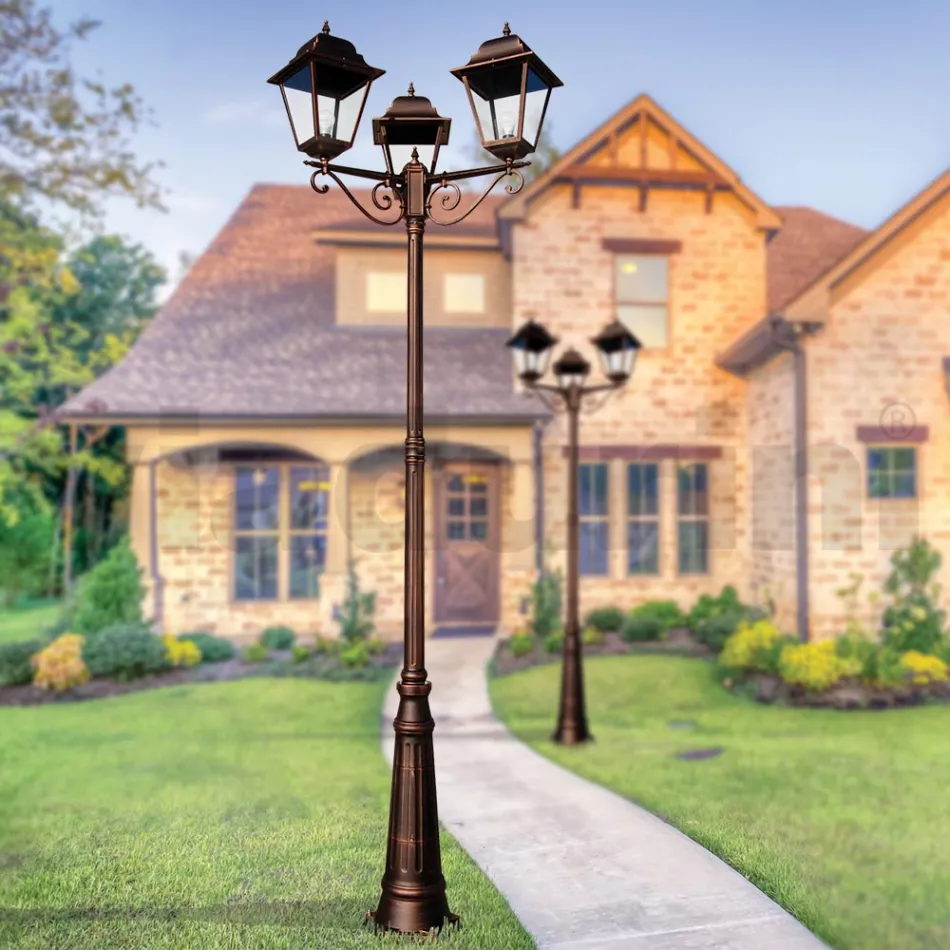 296 cm hög utomhuslampa i glas och pressgjuten aluminium - Alchemist Viadurini