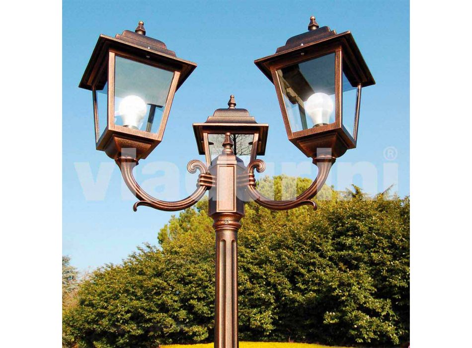 Classic tre-ljus utomhus lampa tillverkad i Italien, Aquilina Viadurini