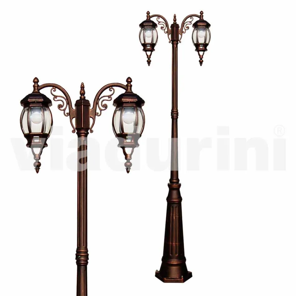 Classic utomhus lampa stolpe i gjuten aluminium tillverkad i Italien, Anika Viadurini