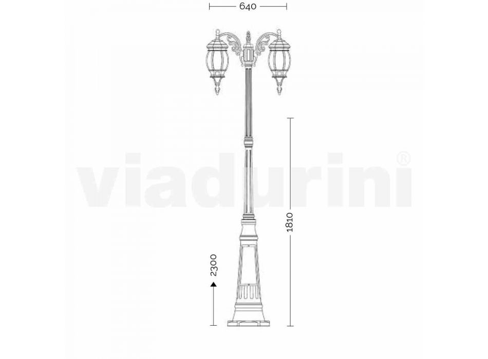 Classic utomhus lampa stolpe i gjuten aluminium tillverkad i Italien, Anika Viadurini
