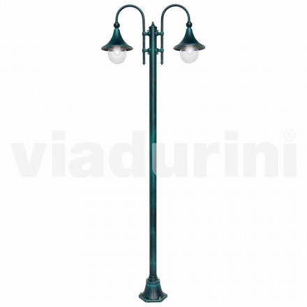 Utomhuslampa tillverkad av aluminium med två lampor gjorda i Italien, Anusca Viadurini
