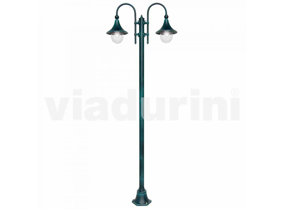 Utomhuslampa tillverkad av aluminium med två lampor gjorda i Italien, Anusca Viadurini