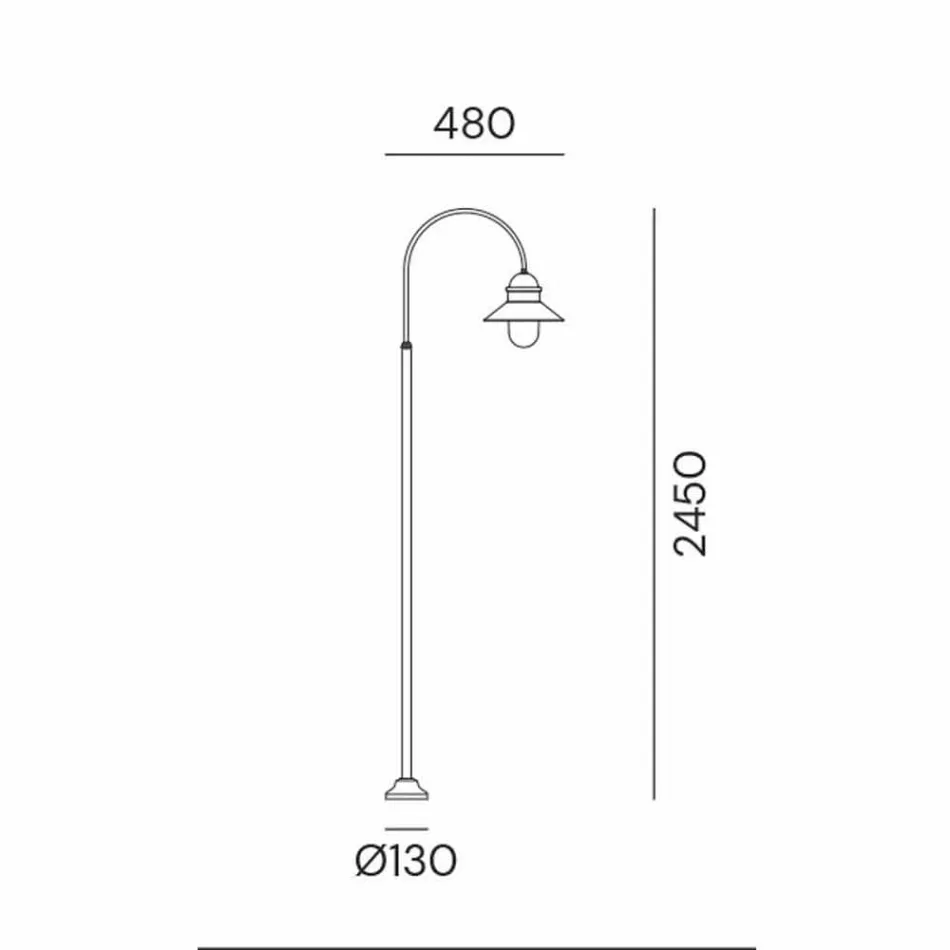 Trädgårdslampstolpe med hög eller låg båge i mässing och koppar - kant av Il Fanale Viadurini