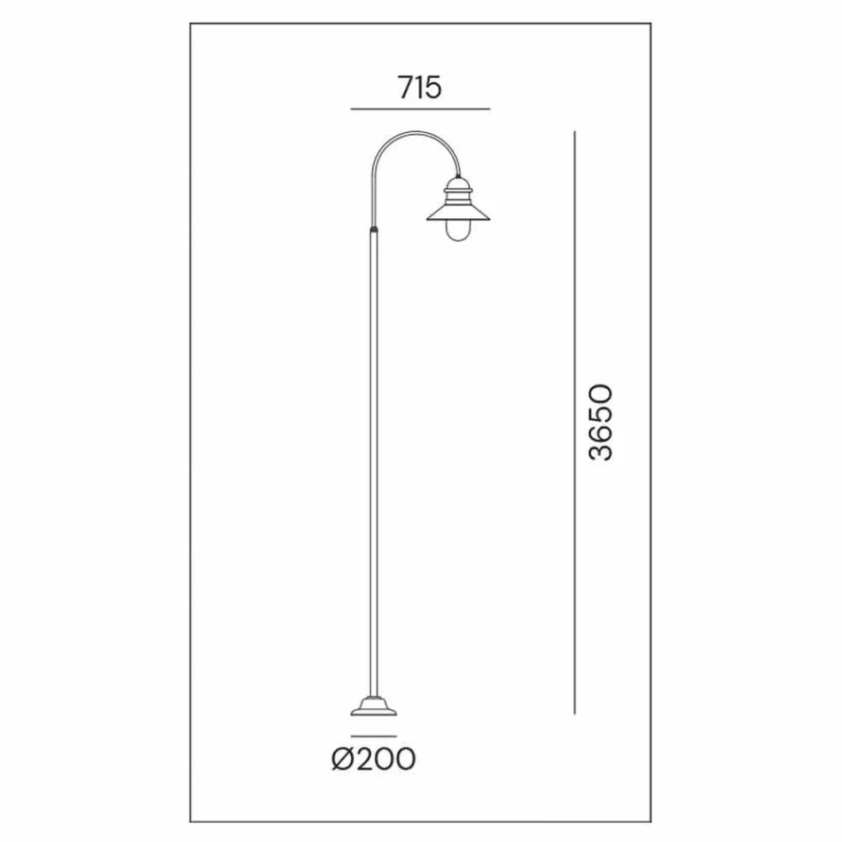 Trädgårdslampstolpe med hög eller låg båge i mässing och koppar - kant av Il Fanale Viadurini