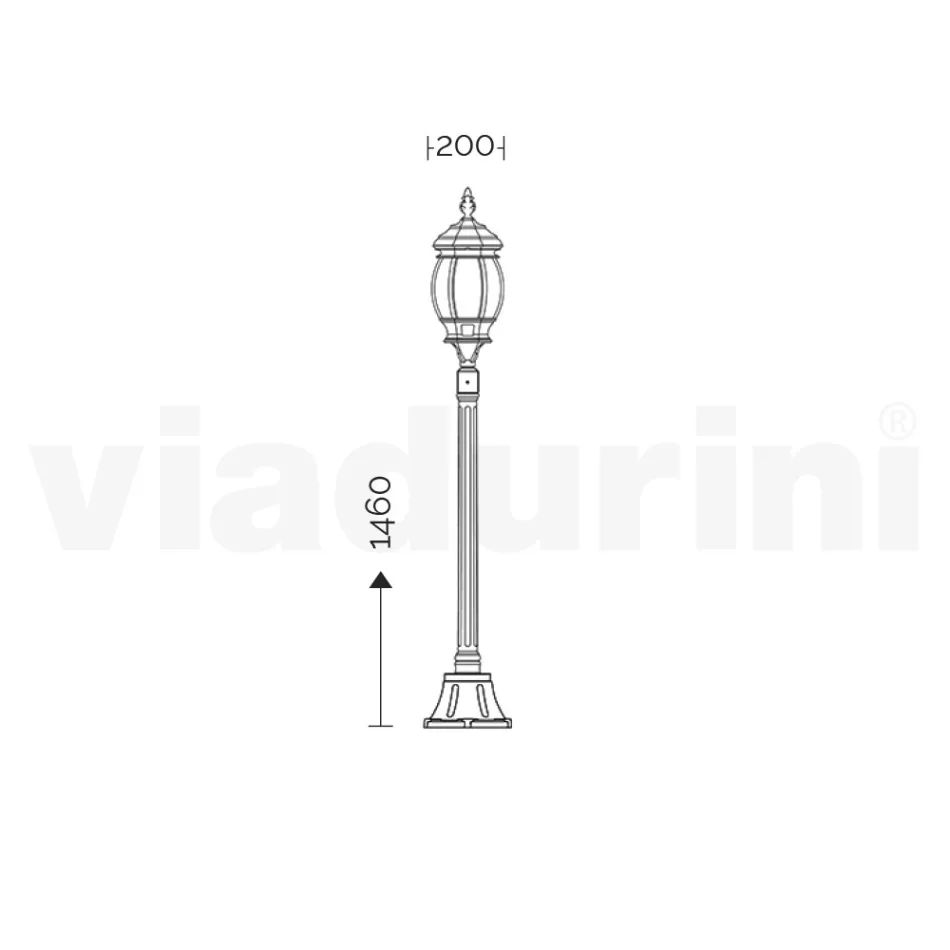 Trädgårdslampa i vintagestil i aluminium tillverkad i Italien - Leona Viadurini