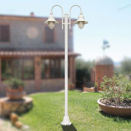 Vintage trädgårdslampa 2 lampor i aluminium Tillverkad i Italien - Cassandra Viadurini