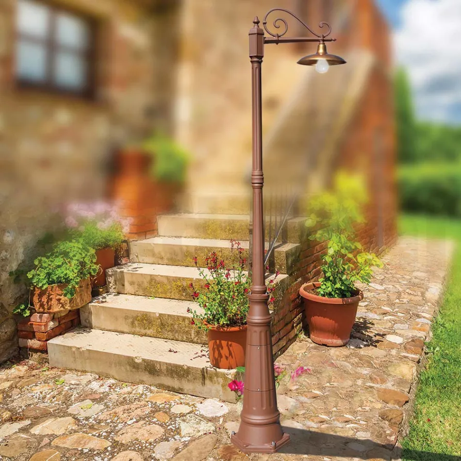 Vintage trädgårdslampa i aluminium och mässing Tillverkad i Italien - Adela Viadurini