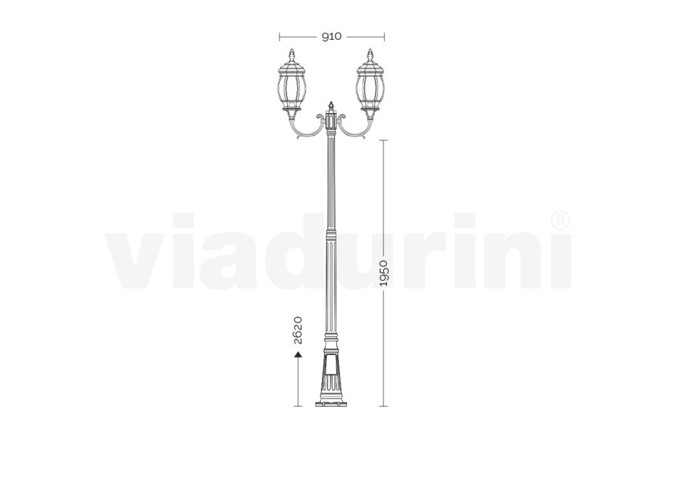 Trädgårdslampa 2 lampor i aluminium vintagestil gjord i Italien - Leona Viadurini