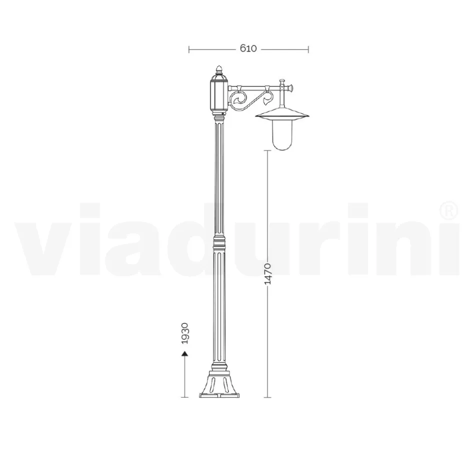 Trädgårdslampa i vintagestil i grått aluminium Tillverkad i Italien - Belen Viadurini
