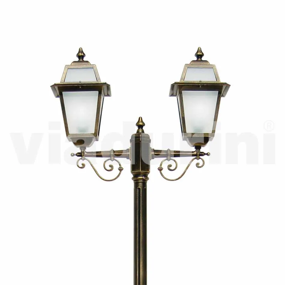 Utomhuslampa med två lampor i aluminium tillverkad i Italien, Kristel Viadurini