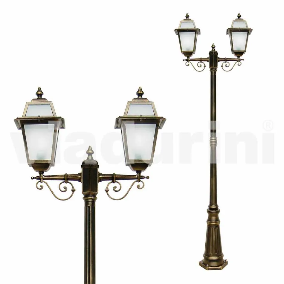 Utomhuslampa med två lampor i aluminium tillverkad i Italien, Kristel Viadurini